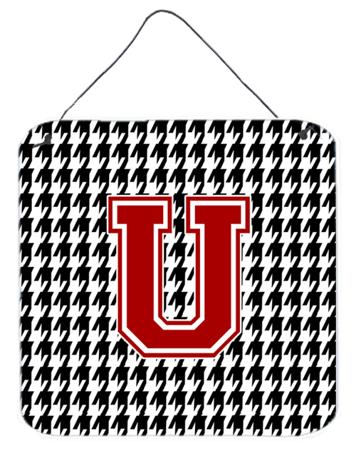 CJ1021-UDS66 Monogram - Initial U Houndstooth Aluminium Metal Wall Or Door Hanging Prints