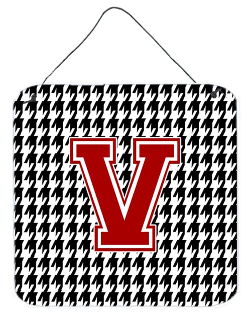CJ1021-VDS66 Monogram - Initial V Houndstooth Aluminium Metal Wall Or Door Hanging Prints
