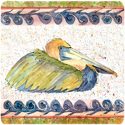 Picture of Carolines Treasures 8053FC Bird - Pelican Foam Coasters - Set 4