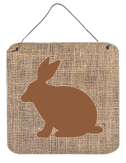 Rabbit Burlap And Brown Aluminium Metal Wall Or Door Hanging Prints