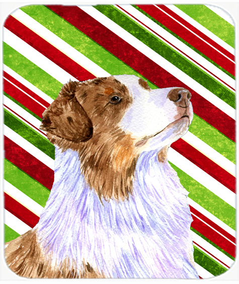 Australian Shepherd Candy Cane Holiday Christmas Mouse Pad, Hot Pad Or Trivet