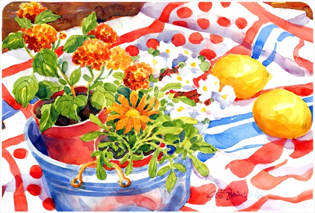 Flowers With A Side Of Lemons Mouse Pad, Hot Pad Or Trivet