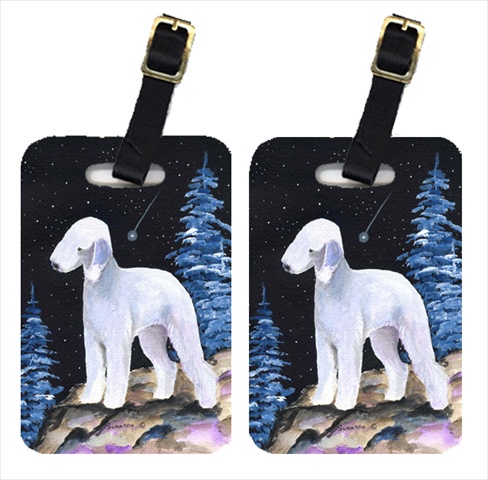 Starry Night Bedlington Terrier Luggage Tags - Pair Of 2