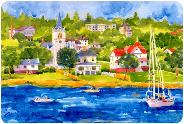 Picture of Carolines Treasures 6031MP Harbour Scene With Sailboat Mouse Pad&#44; Hot Pad Or Trivet