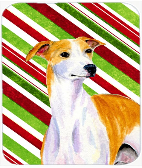 Whippet Candy Cane Holiday Christmas Mouse Pad, Hot Pad Or Trivet