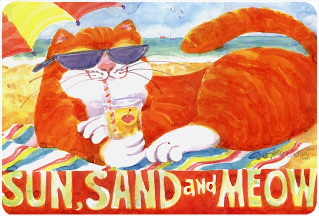 Orange Tabby At The Beach Mouse Pad, Hot Pad Or Trivet