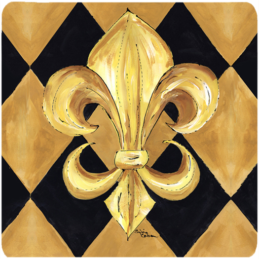Black And Gold Fleur De Lis New Orleans Foam Coasters - Set 4