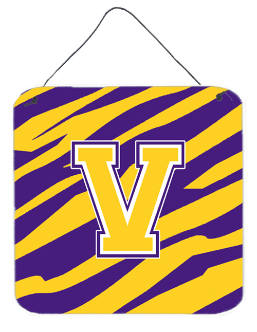 Picture of Carolines Treasures CJ1022-VDS66 Tiger Stripe - Purple Gold Aluminium Metal Wall Or Door Hanging Prints