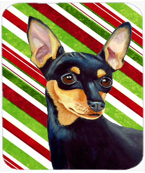 Min Pin Candy Cane Holiday Christmas Mouse Pad, Hot Pad Or Trivet