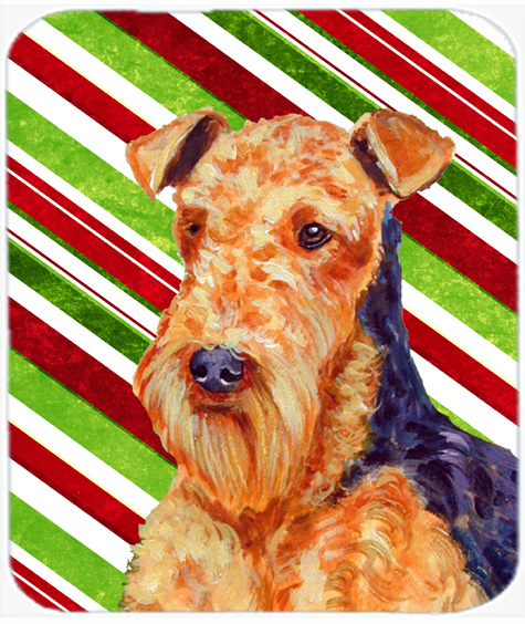 Airedale Candy Cane Holiday Christmas Mouse Pad, Hot Pad Or Trivet