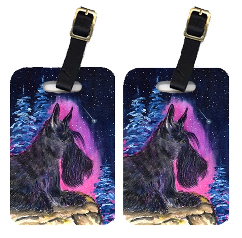 Starry Night Scottish Terrier Luggage Tags - Pair Of 2