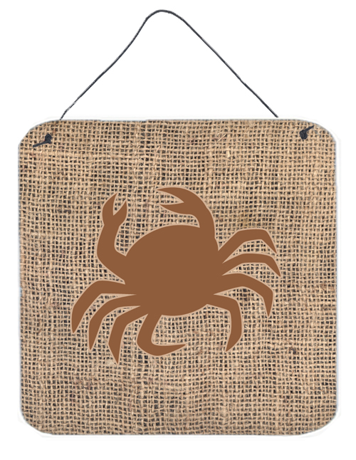 Crab Burlap And Brown Aluminium Metal Wall Or Door Hanging Prints