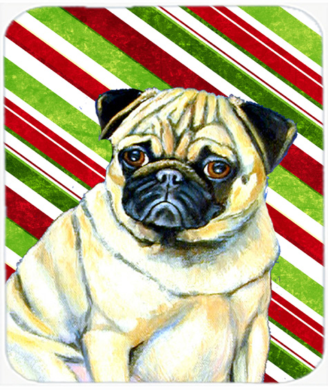 Pug Candy Cane Holiday Christmas Mouse Pad, Hot Pad Or Trivet