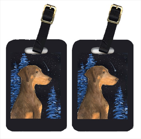 Starry Night Doberman Luggage Tags - Pair Of 2