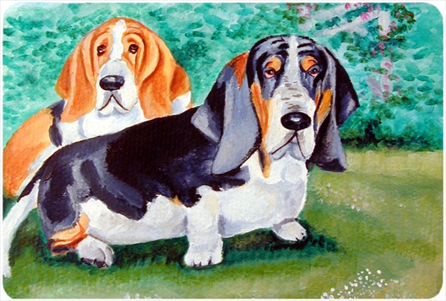 Basset Hound Double Trouble Mouse Pad, Hot Pad Or Trivet