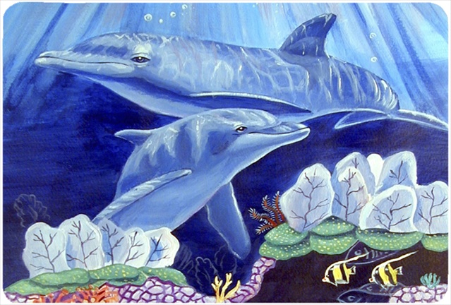 Dolphin Under The Sea Mouse Pad- Hot Pad Or Trivet