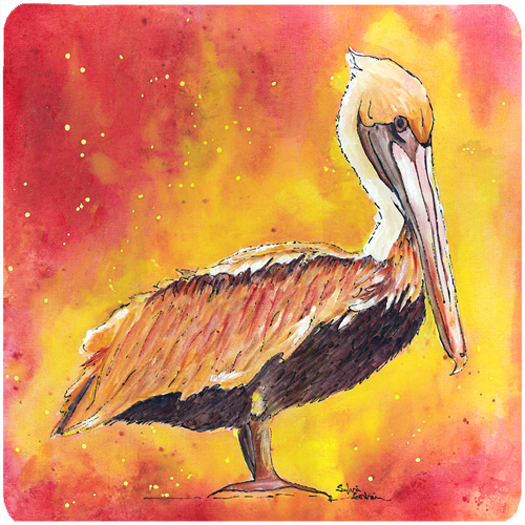Picture of Carolines Treasures 8344FC Bird - Pelican Foam Coasters - Set 4