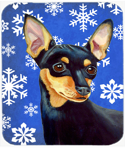 Min Pin Winter Snowflakes Holiday Mouse Pad, Hot Pad Or Trivet