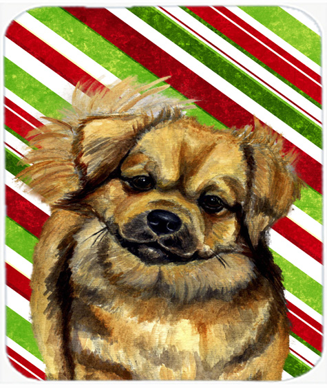 Tibetan Spaniel Candy Cane Holiday Christmas Mouse Pad, Hot Pad Or Trivet