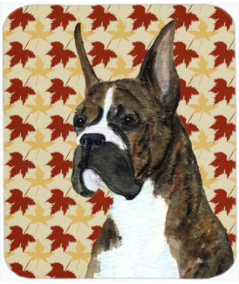 Boxer Brindle Fall Leaves Portrait Mouse Pad, Hot Pad Or Trivet