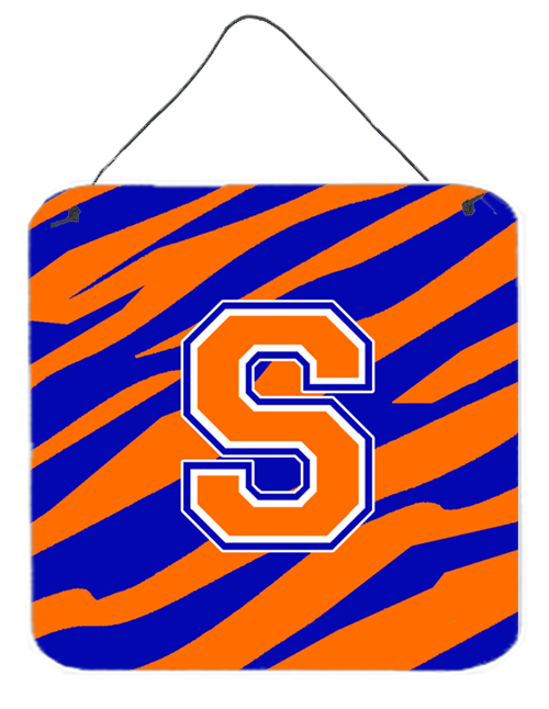 Picture of Carolines Treasures CJ1023-SDS66 Letter S Initial Tiger Stripe - Blue Orange Aluminium Metal Wall Or Door Hanging Prints