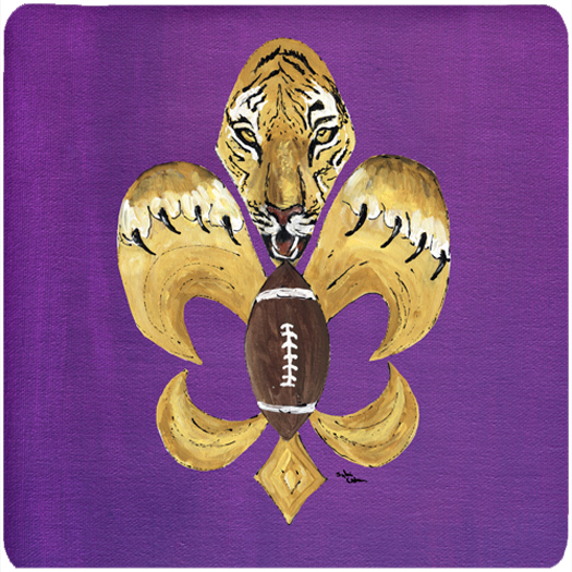 Picture of Carolines Treasures 8205-2FC Tiger Football Fleur De Lis Foam Coasters - Set 4