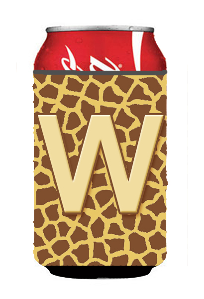 CJ1025-WCC Letter W Initial Monogram - Giraffe Can Or Bottle  Hugger