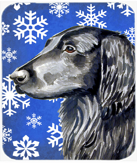 Flat Coated Retriever Winter Snowflakes Holiday Mouse Pad, Hot Pad Or Trivet