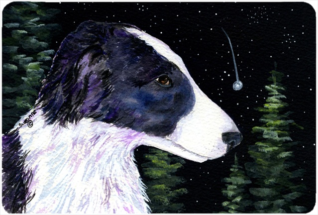 Starry Night Border Collie Mouse Pad, Hot Pad Or Trivet