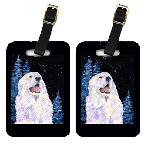 SS8466BT Starry Night Great Pyrenees Luggage Tags - Pair Of 2