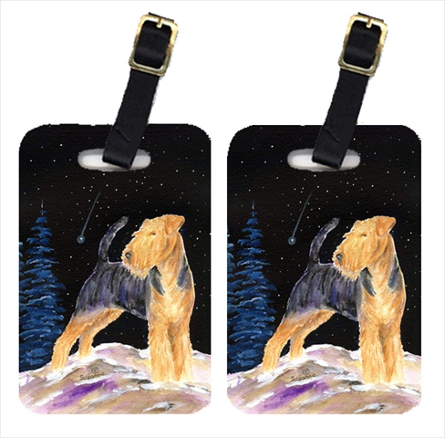 Starry Night Welsh Terrier Luggage Tags - Pair Of 2