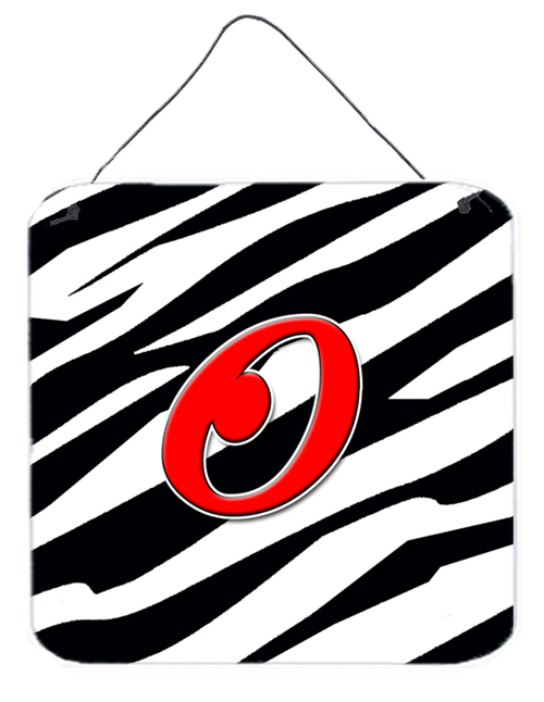 Letter O Initial Monogram - Zebra Red Aluminium Metal Wall Or Door Hanging Prints