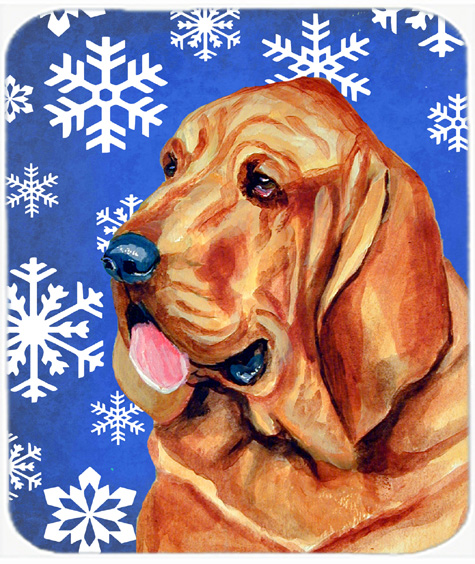 Bloodhound Winter Snowflakes Holiday Mouse Pad, Hot Pad Or Trivet