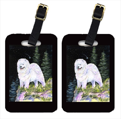 Starry Night Samoyed Luggage Tags - Pair Of 2