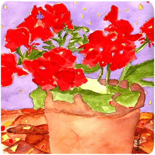 Flower - Geranium Foam Coasters - Set 4