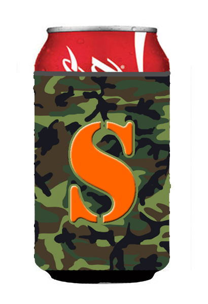 Letter S Initial Monogram - Camo Green Can Or Bottle  Hugger