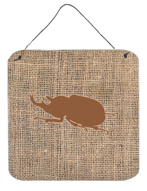 Beetle Burlap And Brown Aluminium Metal Wall Or Door Hanging Prints