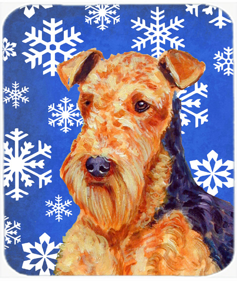 Airedale Winter Snowflakes Holiday Mouse Pad, Hot Pad Or Trivet