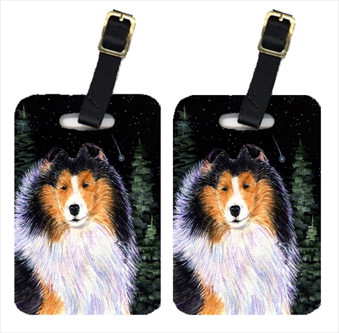 Starry Night Collie Luggage Tags - Pair Of 2