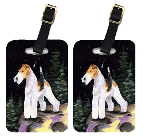 Starry Night Fox Terrier Luggage Tags - Pair Of 2