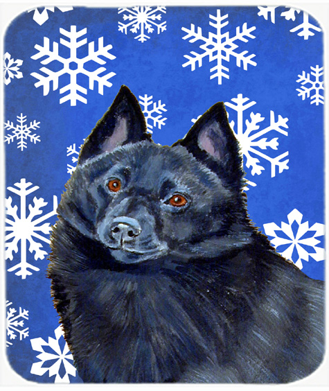 Schipperke Winter Snowflakes Holiday Mouse Pad, Hot Pad Or Trivet