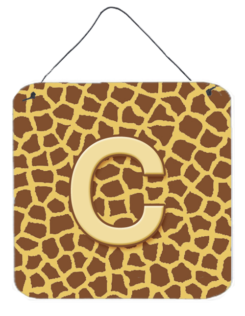 Letter C Initial Monogram - Giraffe Aluminium Metal Wall Or Door Hanging Prints