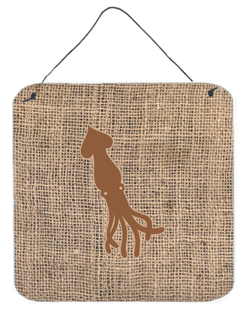 Squid Burlap And Brown Aluminium Metal Wall Or Door Hanging Prints