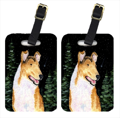 Starry Night Collie Smooth Luggage Tags - Pair Of 2