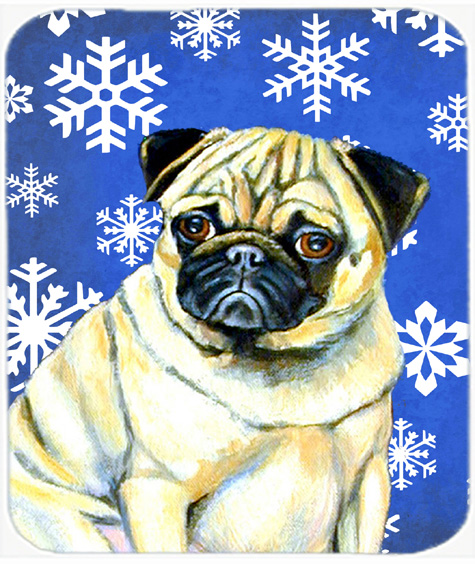 Pug Winter Snowflakes Holiday Mouse Pad, Hot Pad Or Trivet
