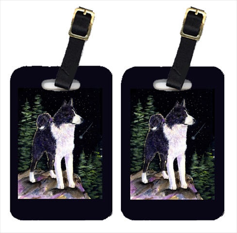 Starry Night Karelian Bear Dog Luggage Tags - Pair Of 2