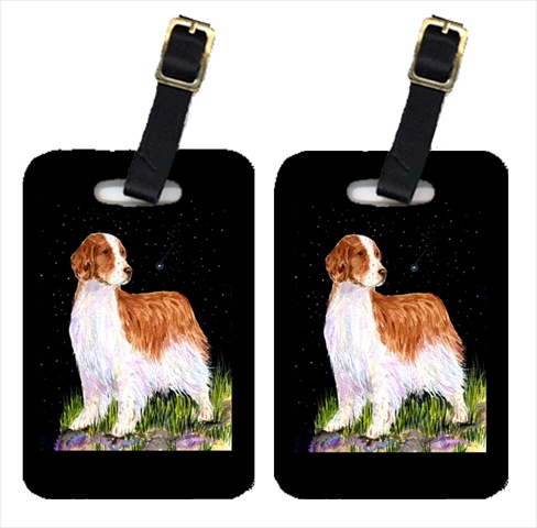 Starry Night Welsh Springer Spaniel Luggage Tags - Pair Of 2
