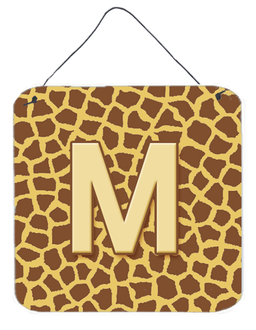 CJ1025-MDS66 Letter M Initial Monogram - Giraffe Aluminium Metal Wall Or Door Hanging Prints - 6 x 6 In.