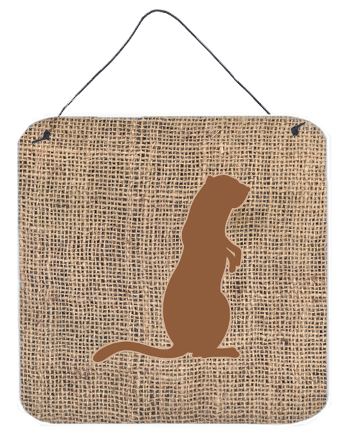 Meerkat Burlap And Brown Aluminium Metal Wall Or Door Hanging Prints - 6 x 6 In.