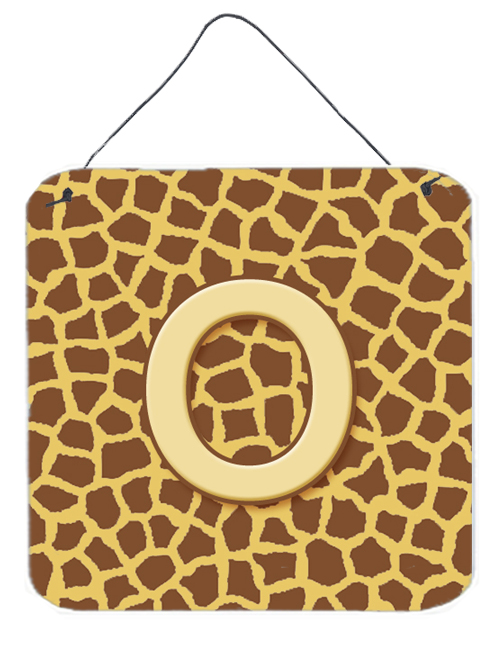 Letter O Initial Monogram - Giraffe Aluminium Metal Wall Or Door Hanging Prints - 6 x 6 In.